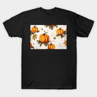 Fall Pumpkins and White Flowers T-Shirt